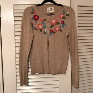 Anthropologie Tabitha felted floral cardigan